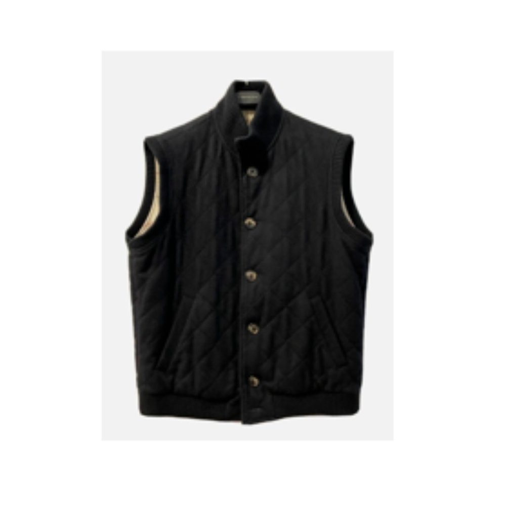 Loro Piana CASH CARRY BLACK Women's Quilted Cashmere Black Vest JACKET size M